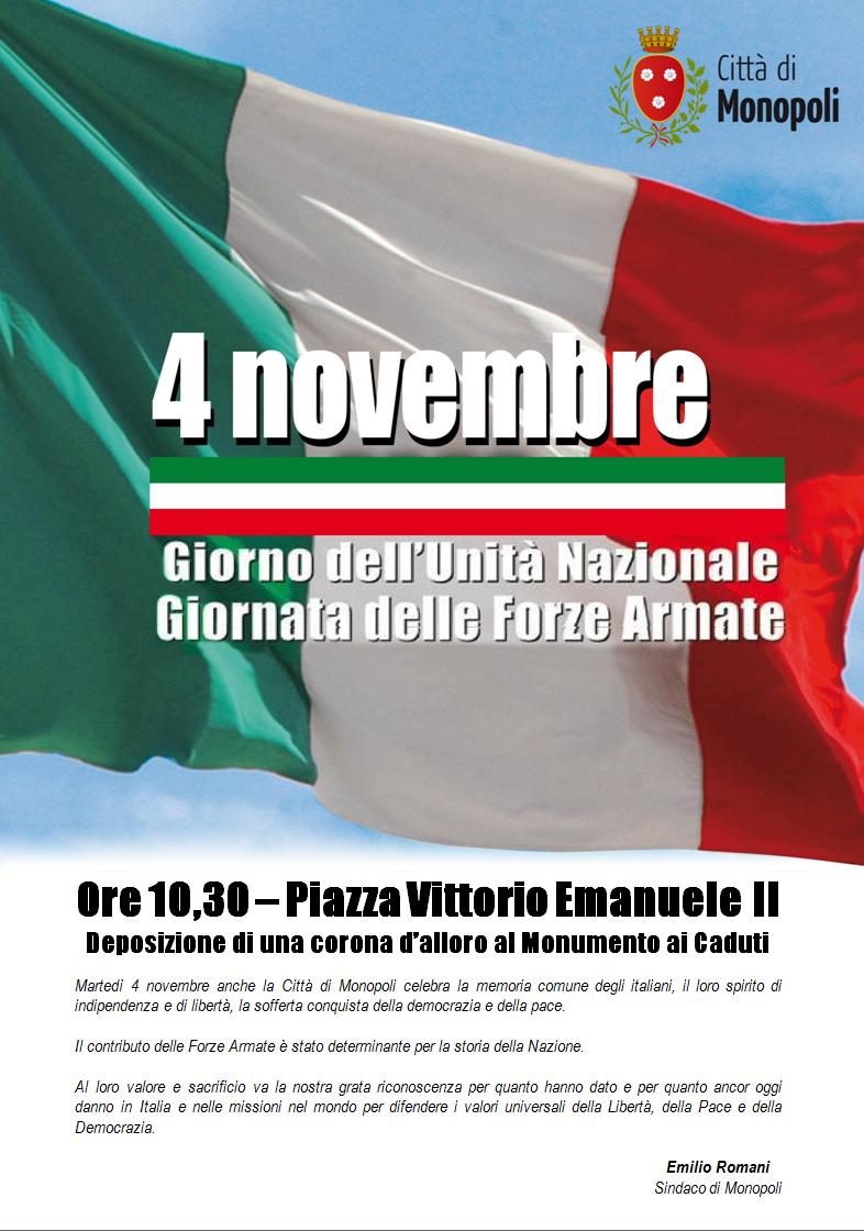 Monopoli: Giornata dell’Unità Nazionale e delle Forze Armate