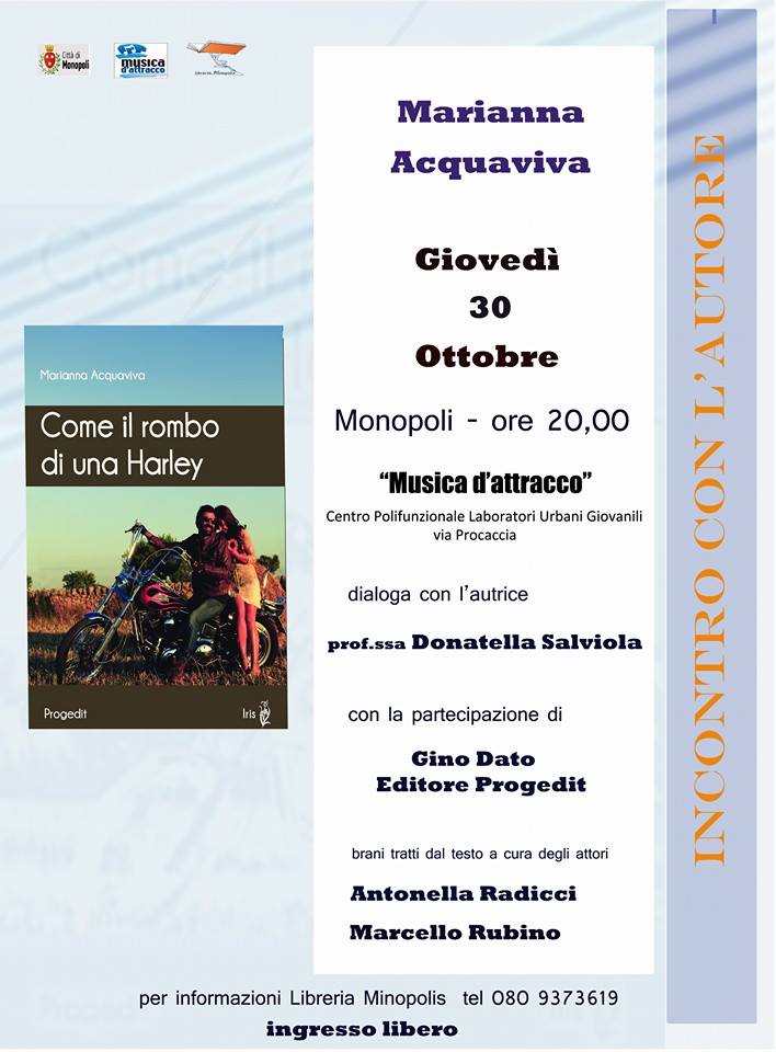 Monopoli: presentazione del libro “Come il rombo di una Harley”