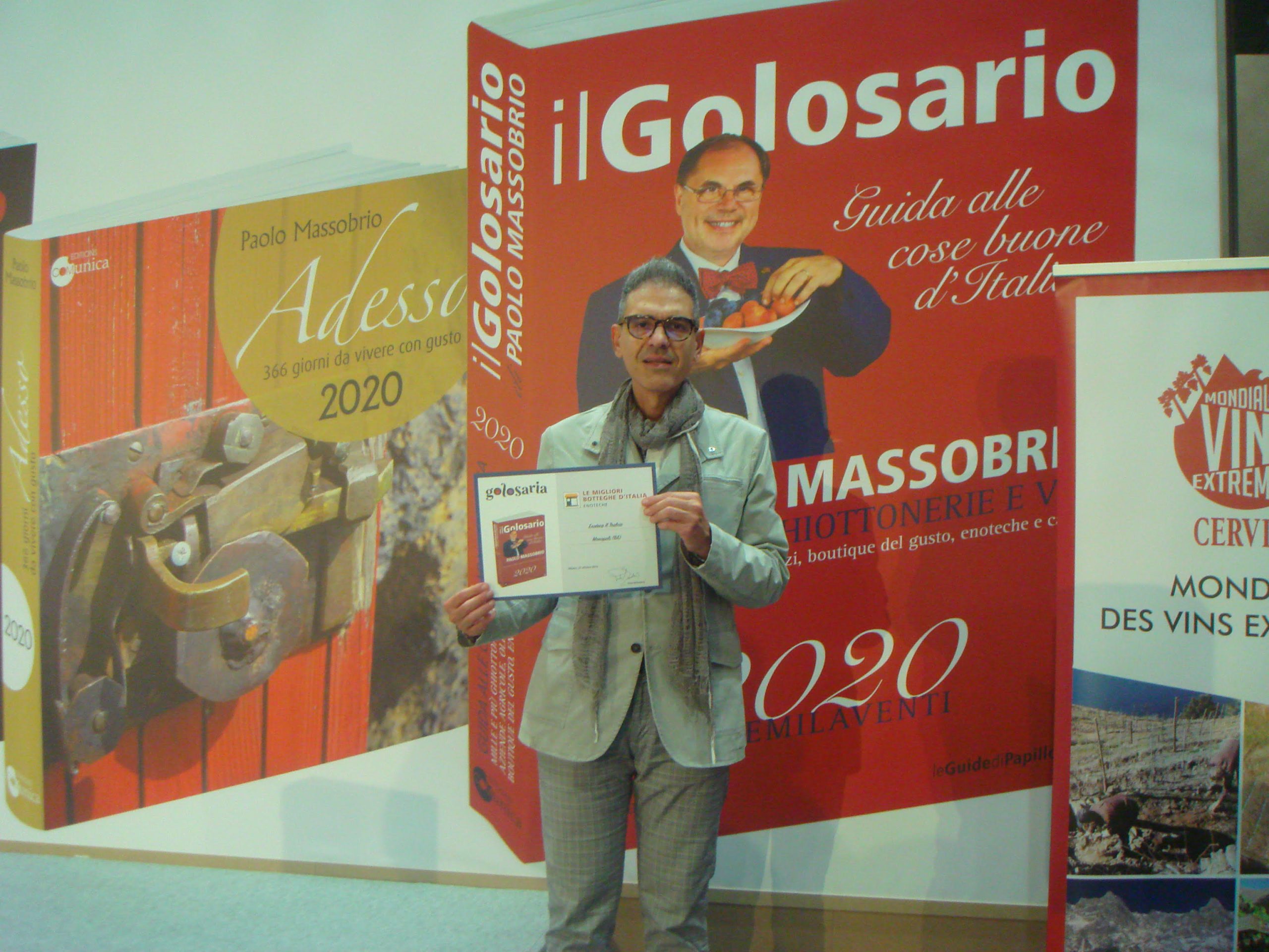 Riconoscimento Golosaria 2019 all’Enoteca Il Tralcio di Monopoli