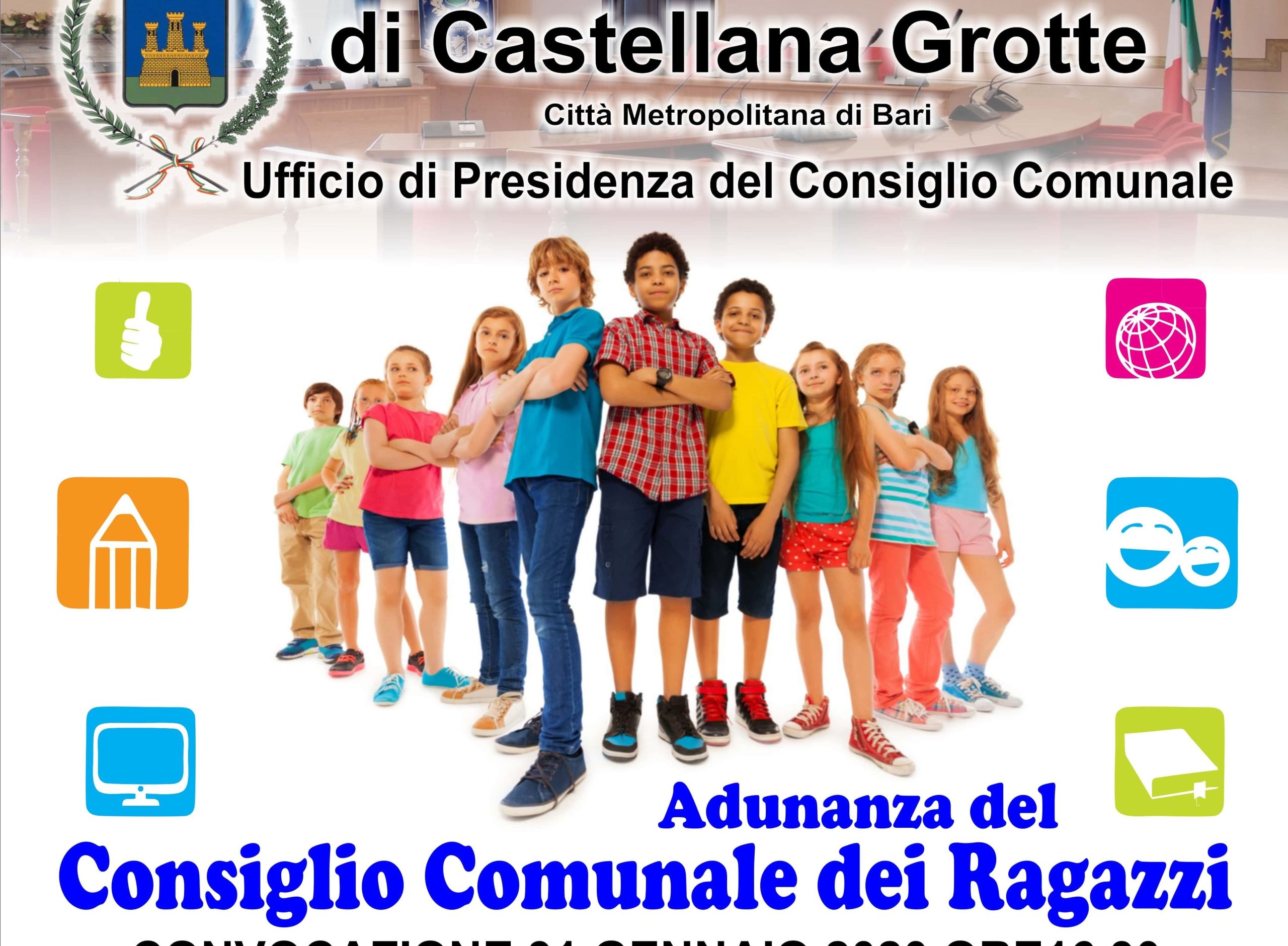 Castellana Grotte, convocazione Consiglio Comunale dei Ragazzi