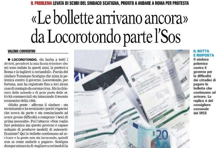 Rassegna stampa 29/3 Gazzetta: “A Locorotondo arrivano ancora le bollette”