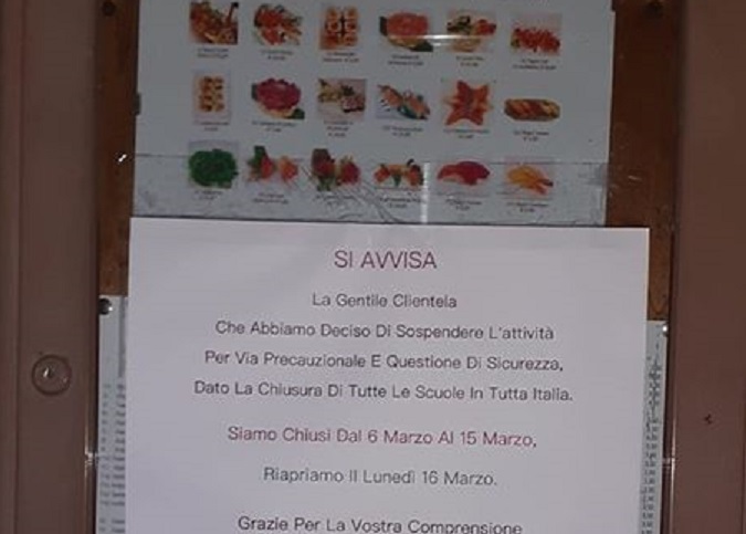 Monopoli, locali “cinesi” già chiusi dal 6 marzo