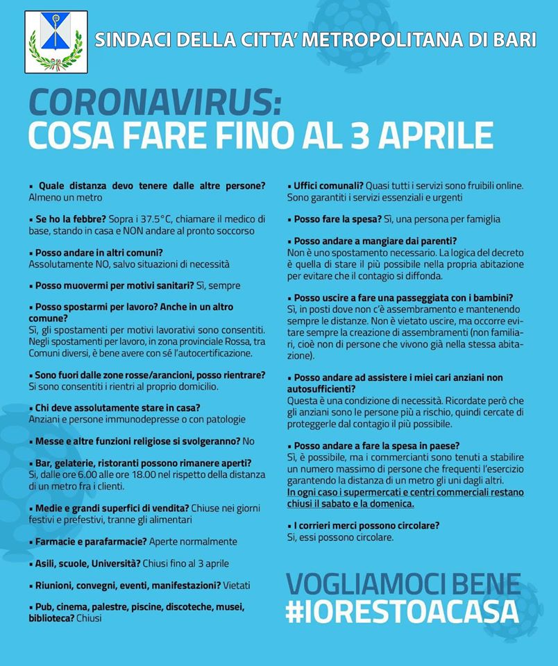 Uscire di casa solo in caso di necessità