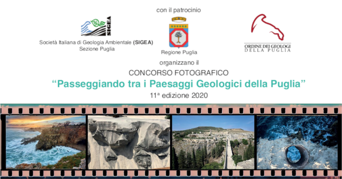 Banner concorso Passeggiando tra i Paesaggi Geologici della Puglia 2020 - Org e Sigea