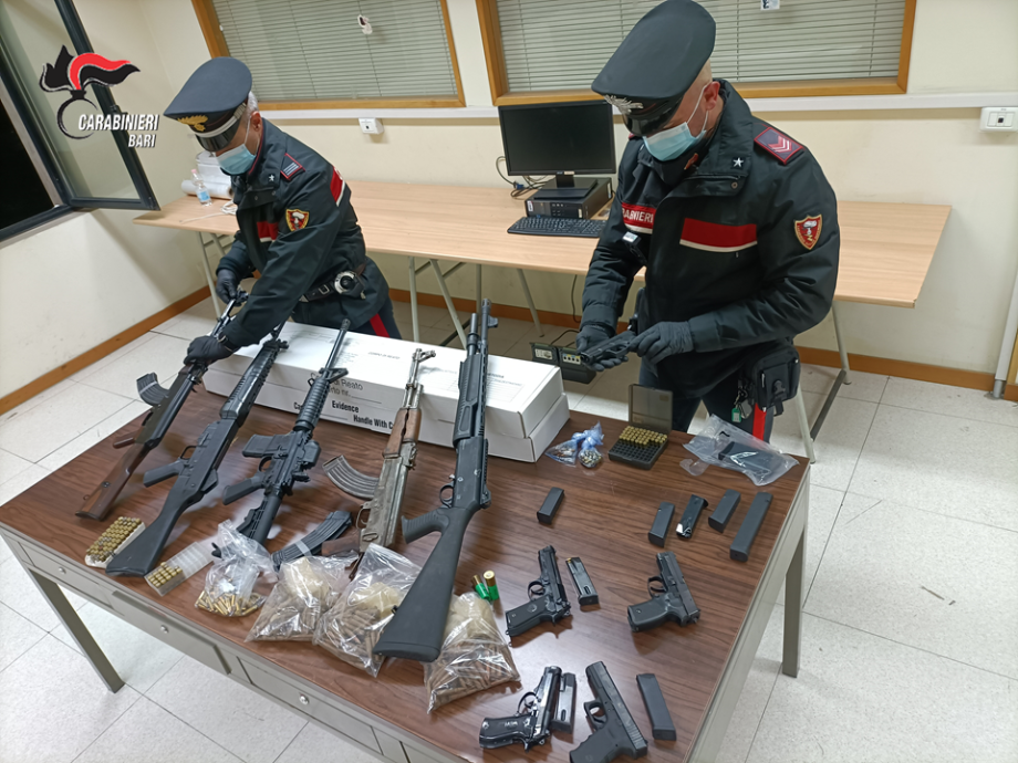 Bari. Sequestrato un arsenale dai Carabinieri