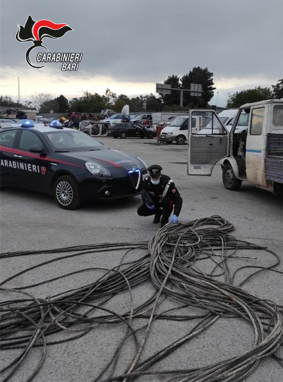 Sopresi a rubare 600 metri di cavi, erano in “quarantena fiduciaria”