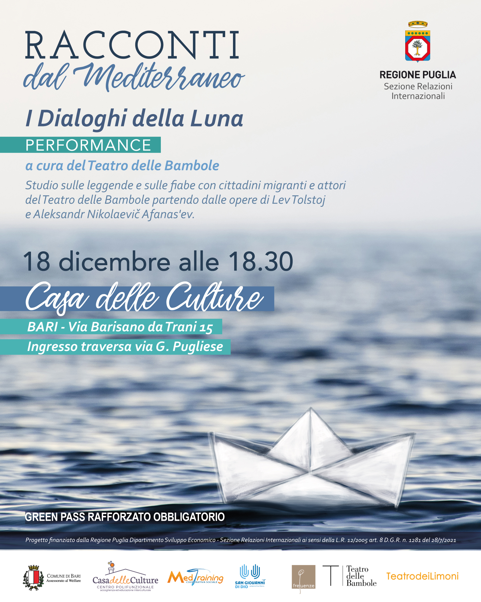 Bari, sabato si terrà la performance “I dialoghi della luna”