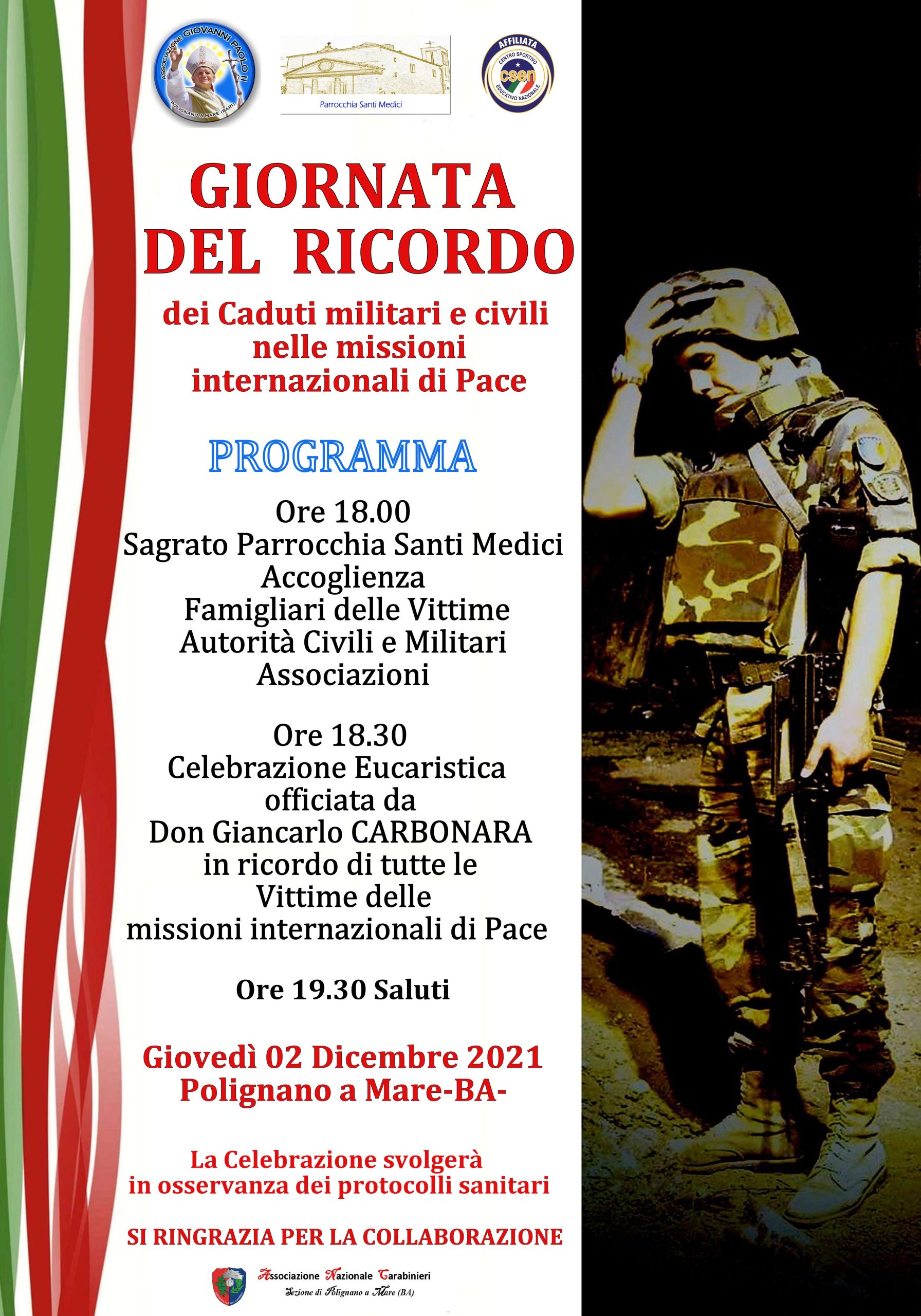A Polignano la giornata del ricordo dei Caduti Militari e Civili