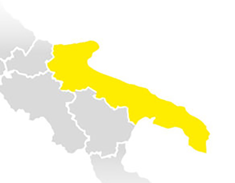 Covid, Puglia in giallo