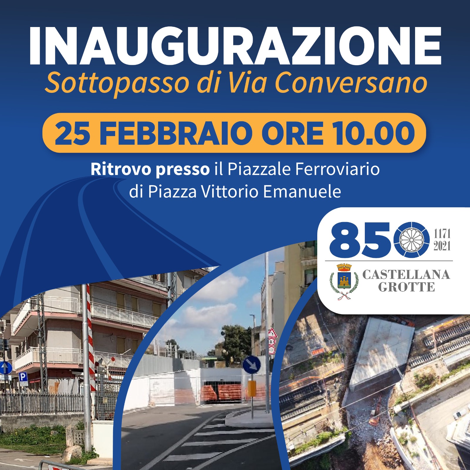 Castellana, il 25 Febbraio sarà inaugurato il sottopasso di via Conversano
