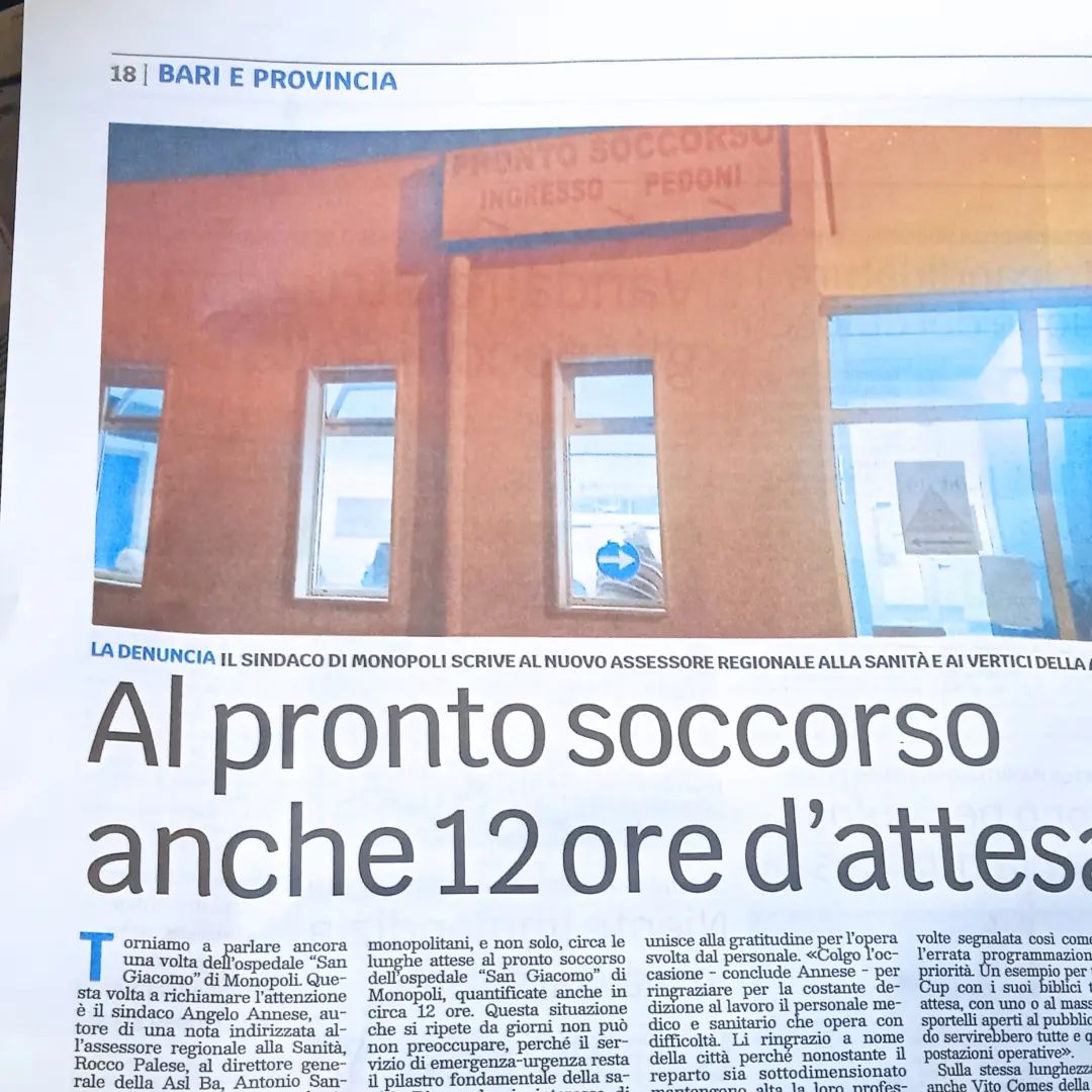 Monopoli, nuovo direttore al Pronto Soccorso