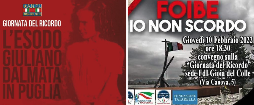 Gioia, “Giorno del Ricordo”, le iniziative in programma