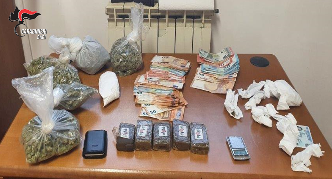 A Ruvo di Puglia, due arresti per detenzione ai fini di spaccio