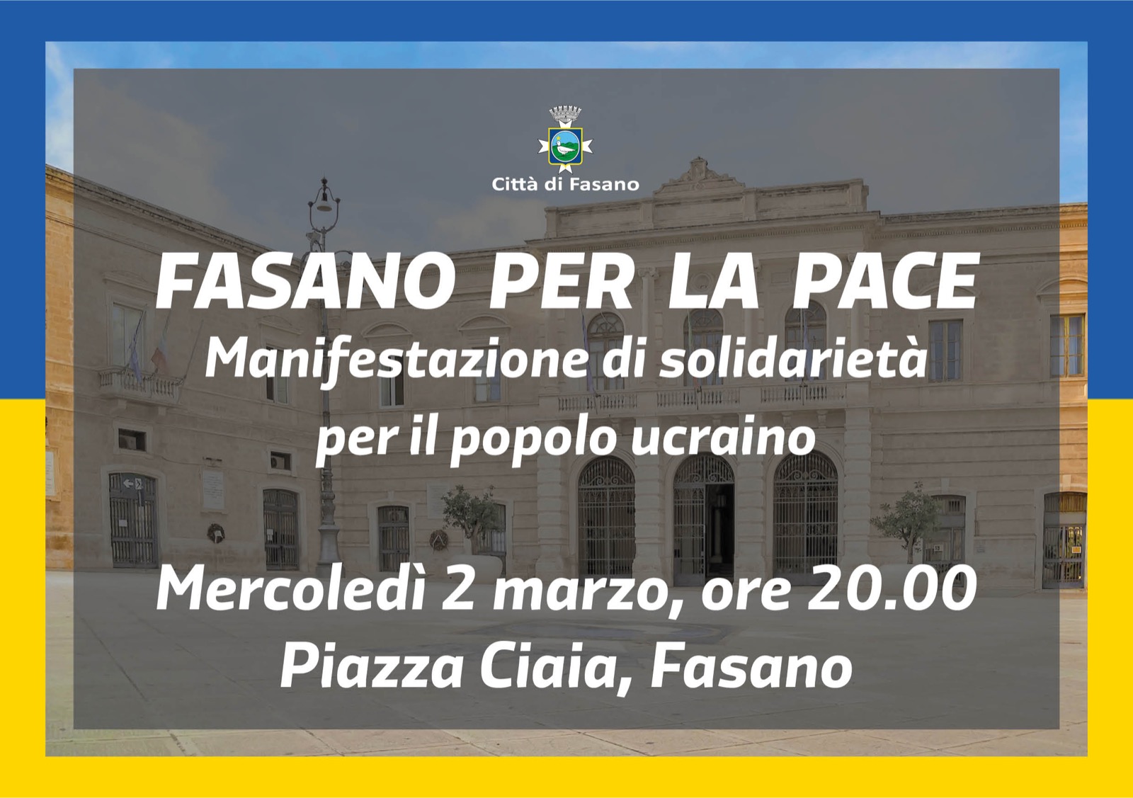 Conflitto Ucraina-Russia, il 2 marzo manifestazione per la pace a Fasano