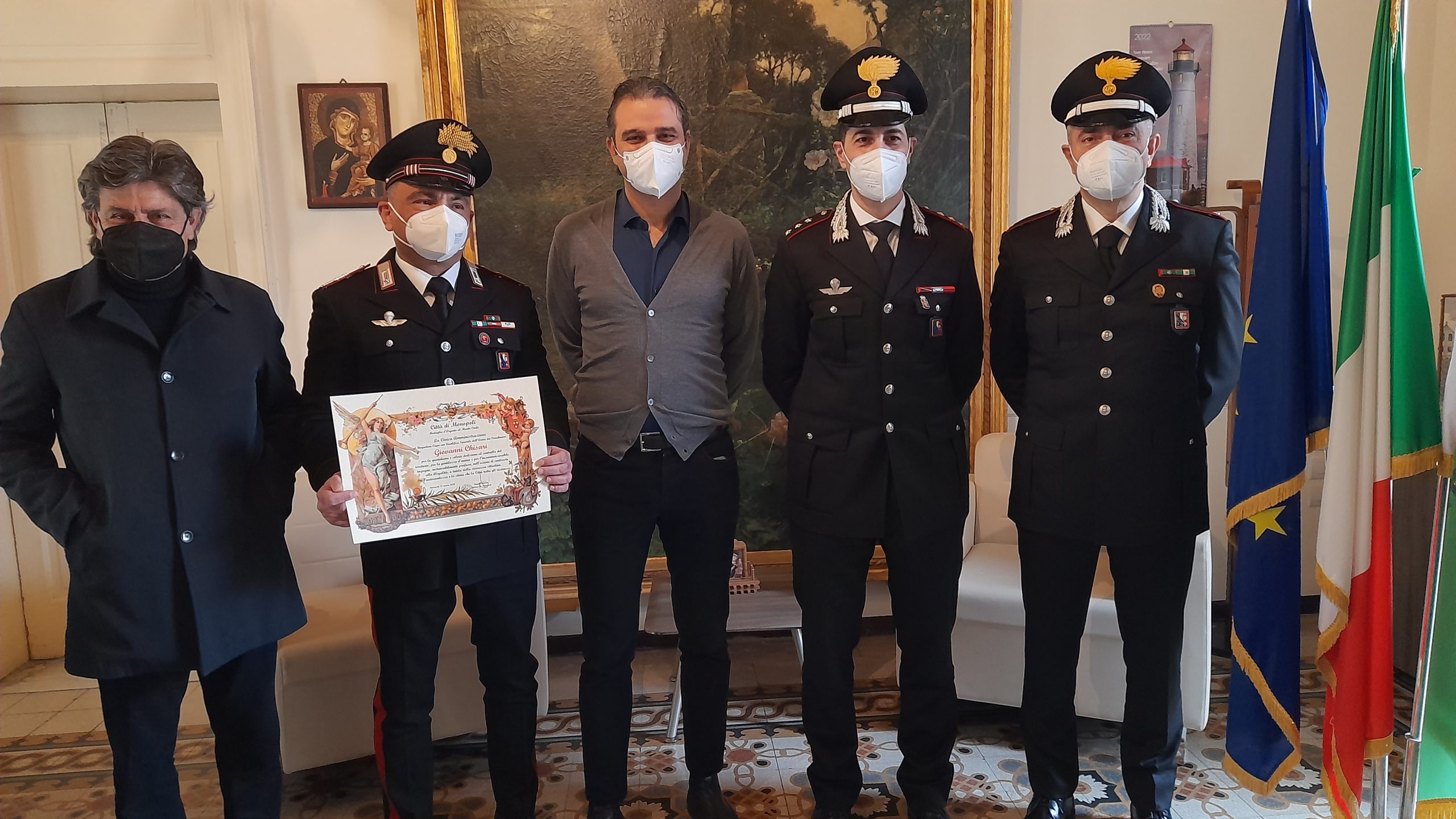 Monopoli, una pergamena per il Brigadiere Capo dei Carabinieri Chisari