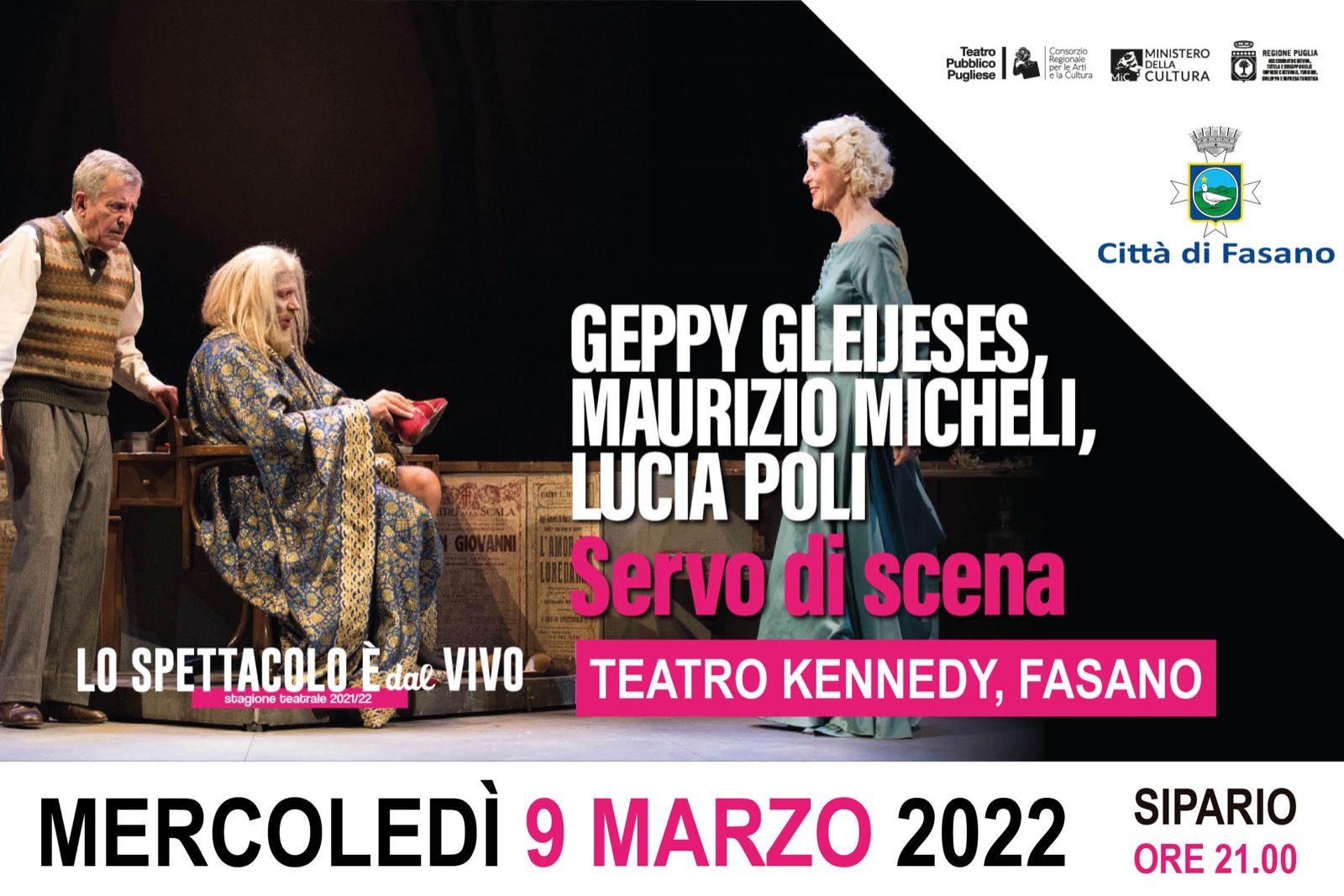 Rassegna di Prosa, stasera a Fasano «Servo di scena»