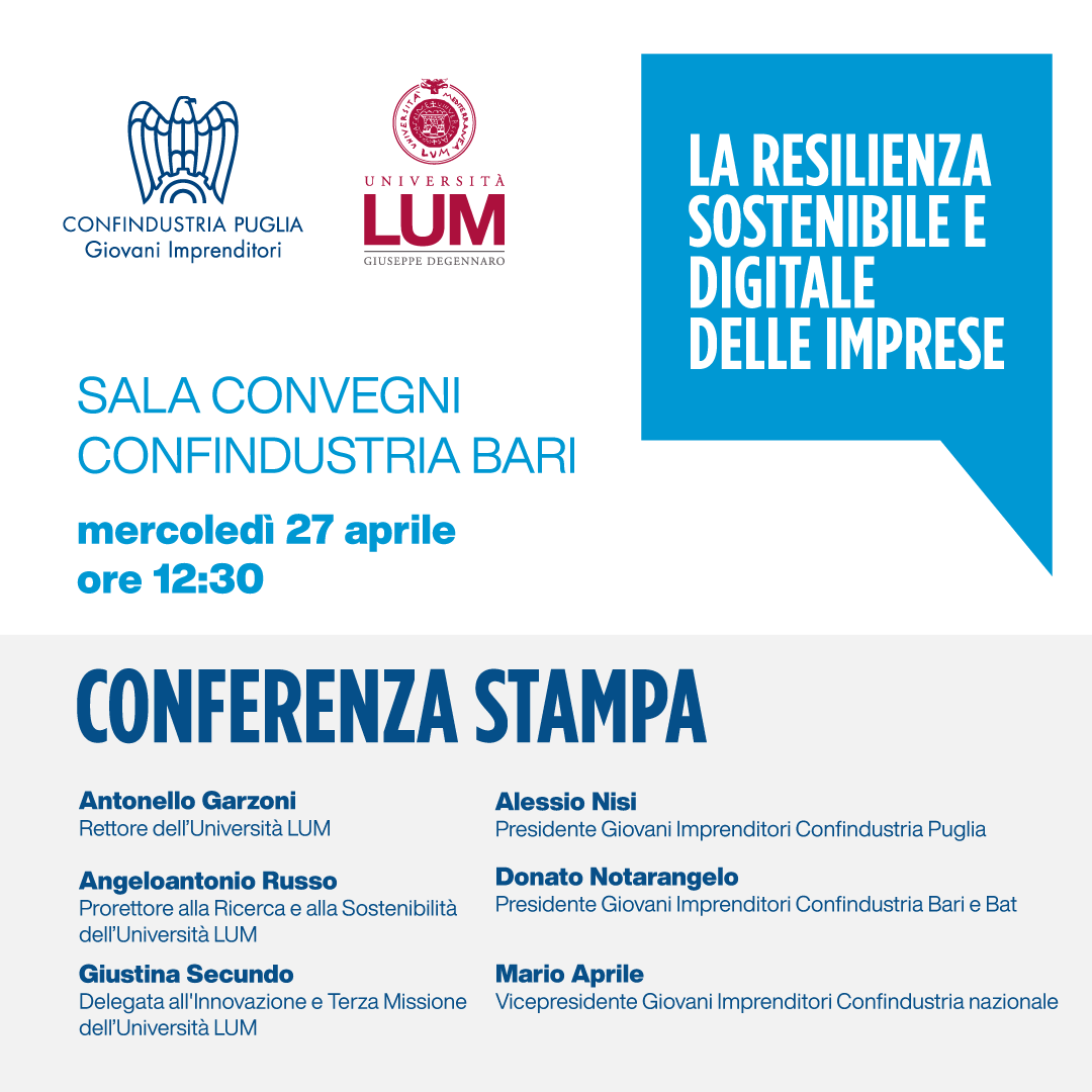 A Bari si svolgerà l’incontro “La resilienza sostenibile digitale delle imprese”