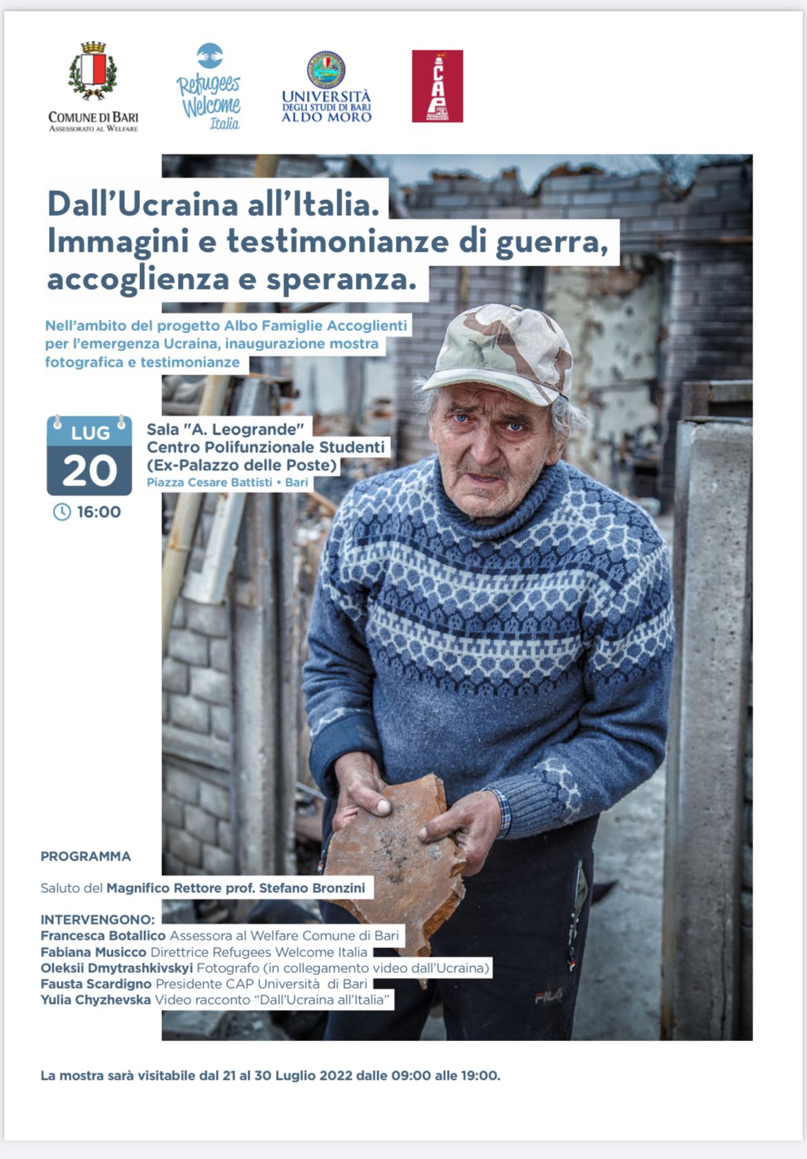19-07-22 dall'Ucraina all'Italia_immagini e testimonianze di guerra accoglienza e speranza_locandina