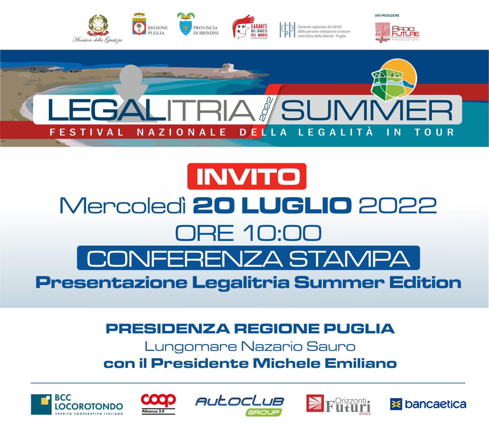 Bari, Il 20 luglio sarà presentato il festival letterario “LegalItria Summer 2022”
