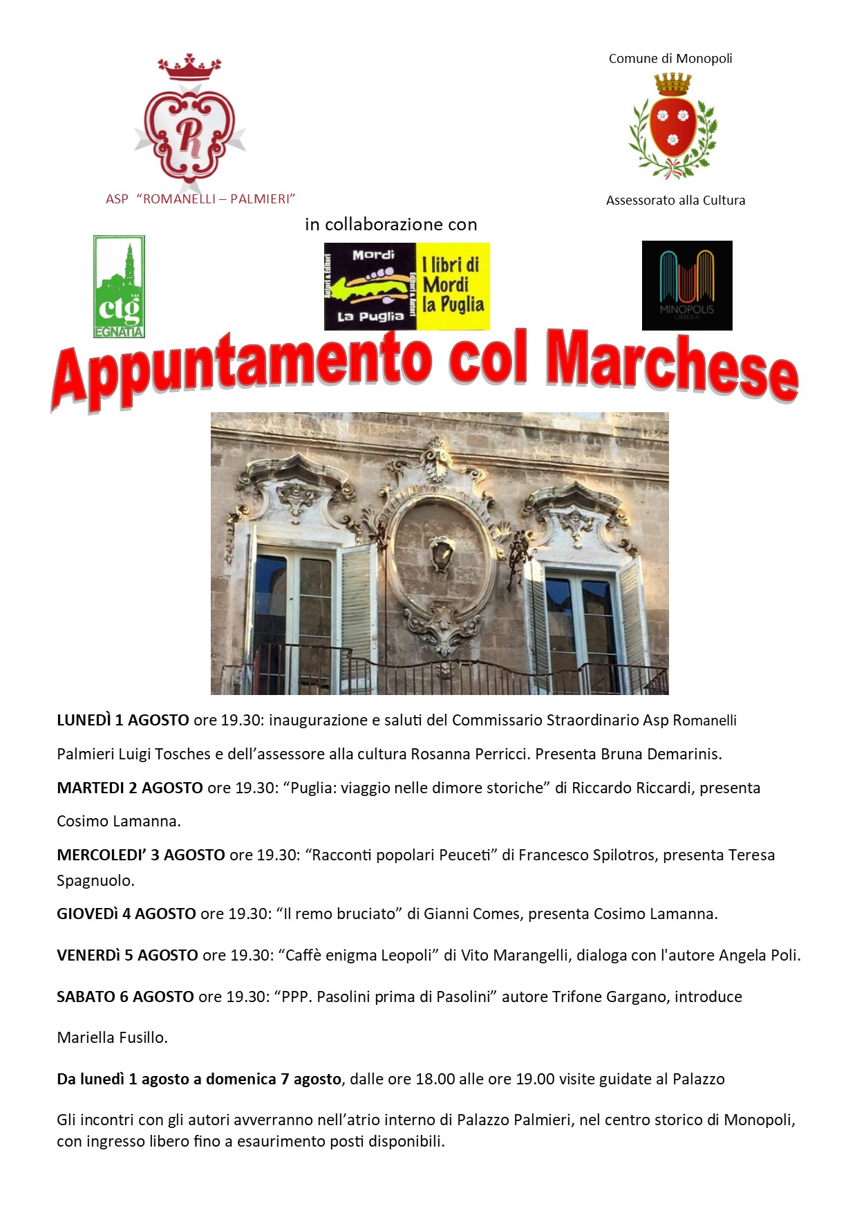 Da questa sera “Appuntamento col marchese” A Monopoli
