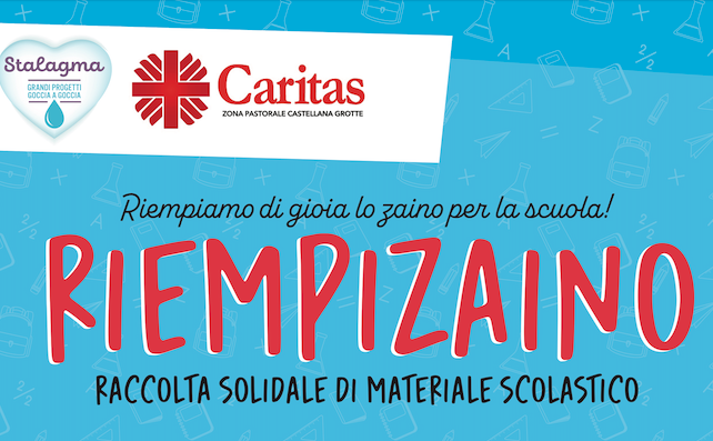 Riempizaino: raccolta solidale di materiale scolastico a Castellana Grotte