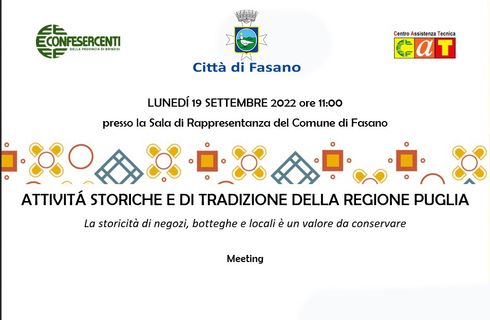 A Fasano, riconoscimenti alle «Attività Storiche e di Tradizione della Puglia»