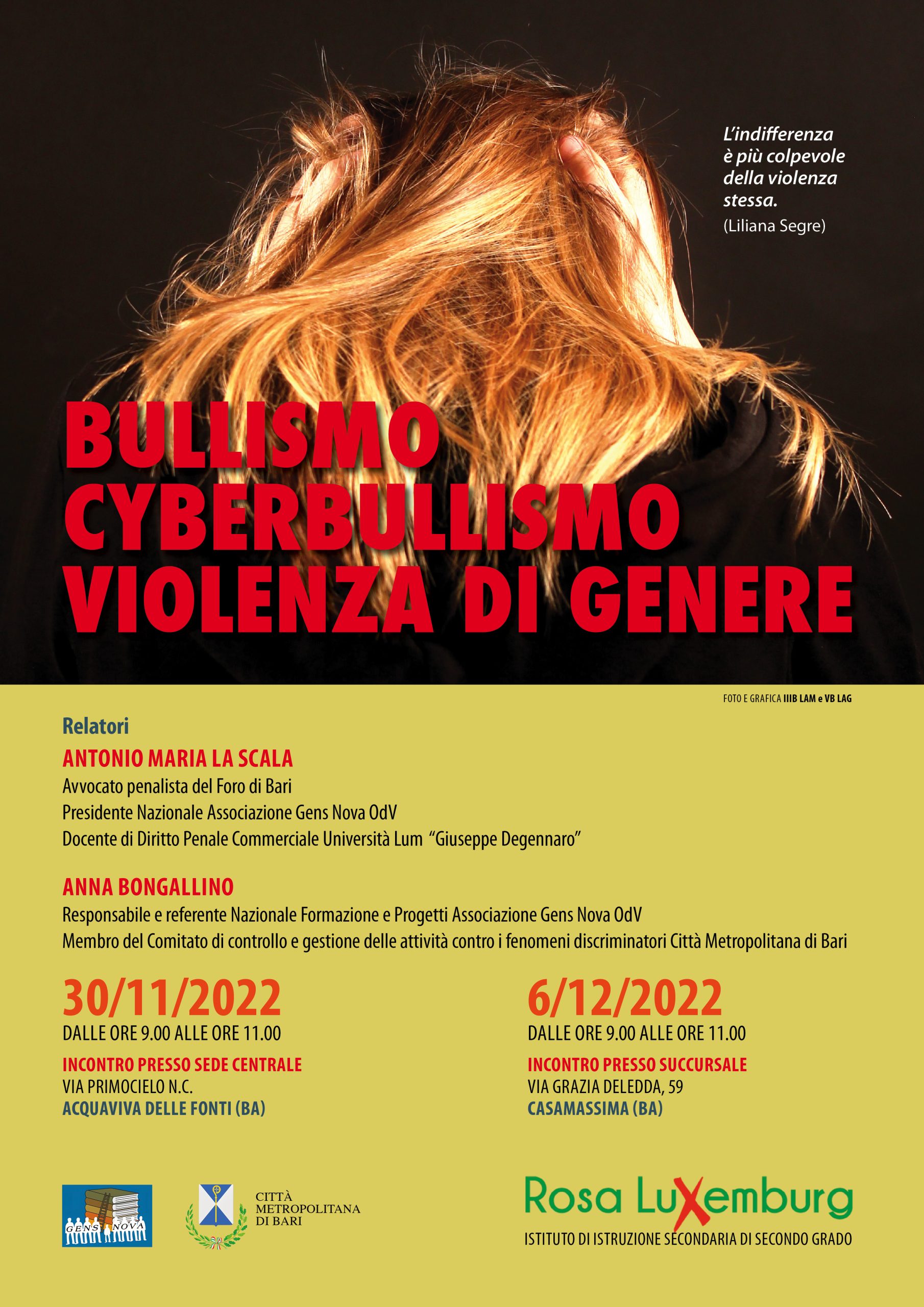 All’IISS Rosa Luxemburg un incontro sul bullismo