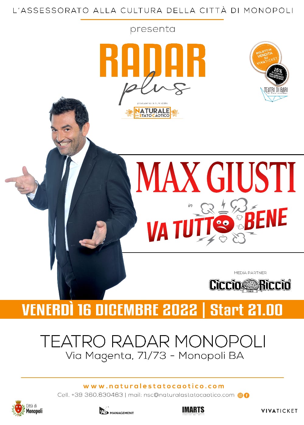 Max Giusti al Radar di Monopoli