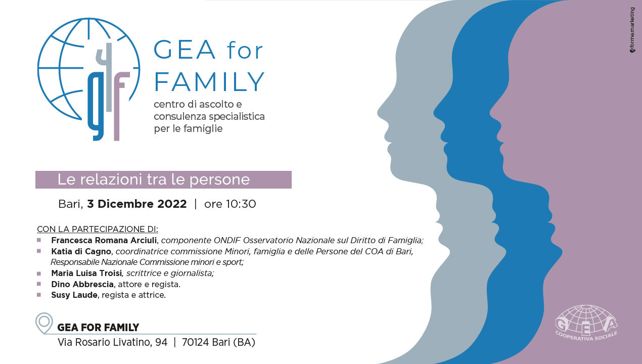 “Le relazioni tra le persone”, Gea for Family nuovo spazio per le famiglie di Bari