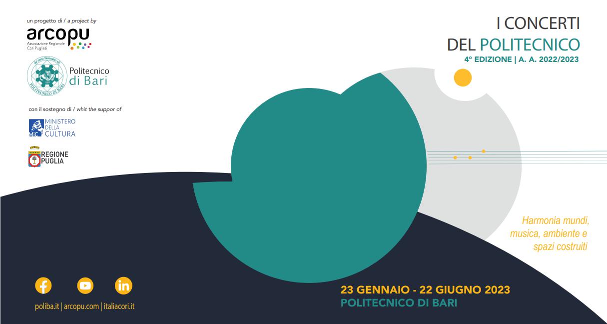 Bari: I Concerti del Politecnico 2023, dedicati all’Harmonia Mundi