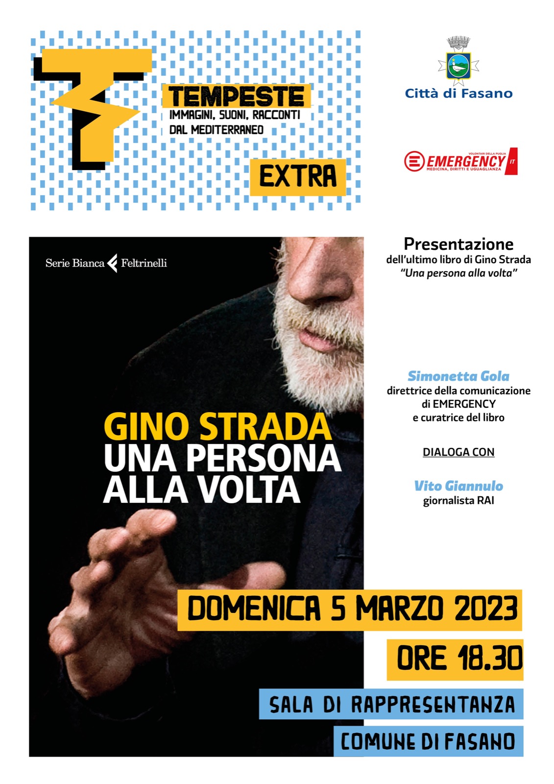 Fasano, il 5 marzo la presentazione del libro di Gino Strada «Una persona alla volta»