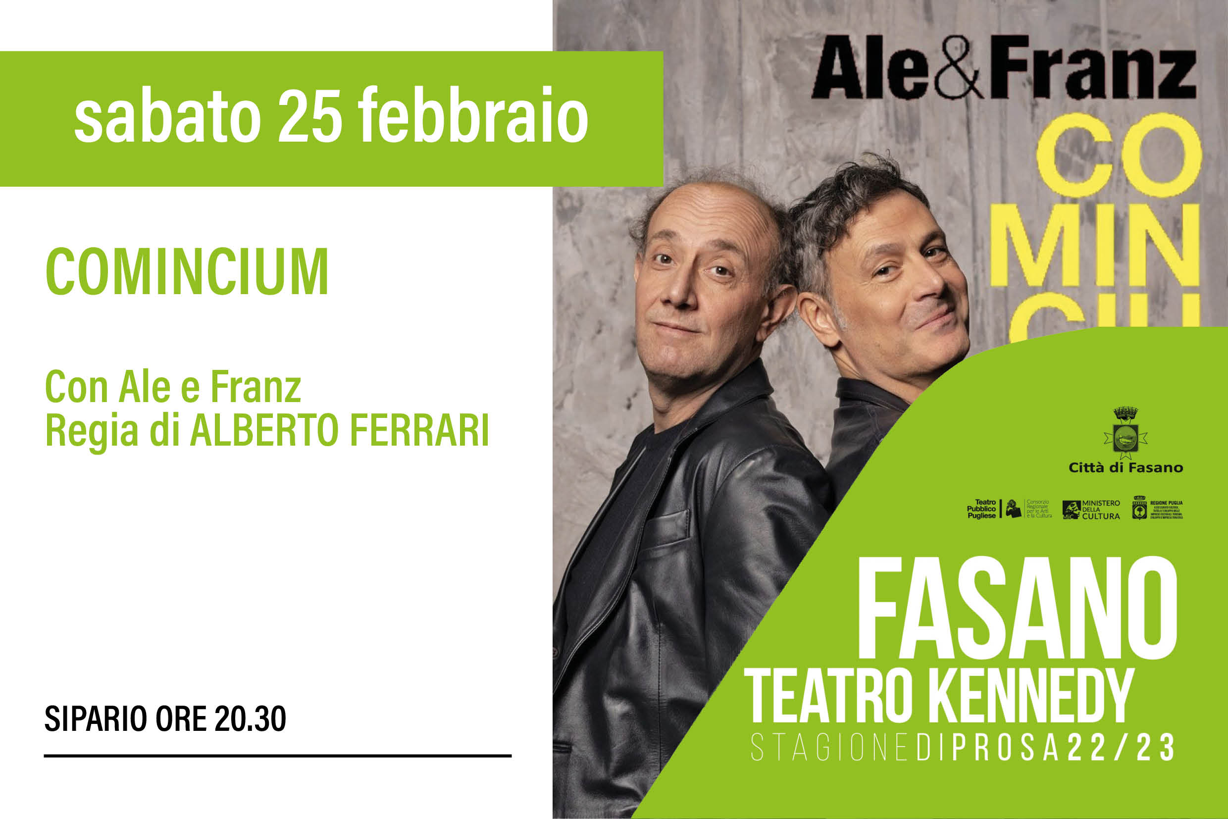 Teatro, Ale e Franz a Fasano con “Comincium”