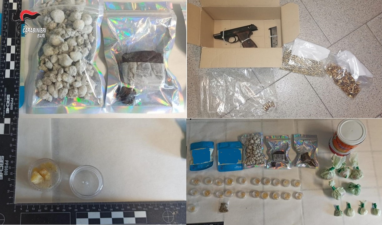 Adelfia: Sequestrata droga e un’arma clandestina, un soggetto arrestato