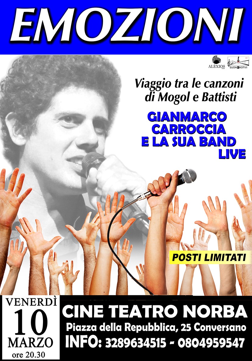“EMOZIONI”. Gianmarco Carroccia e la semplicità delle piccole cose. A Conversano l’artista canta e racconta Battisti