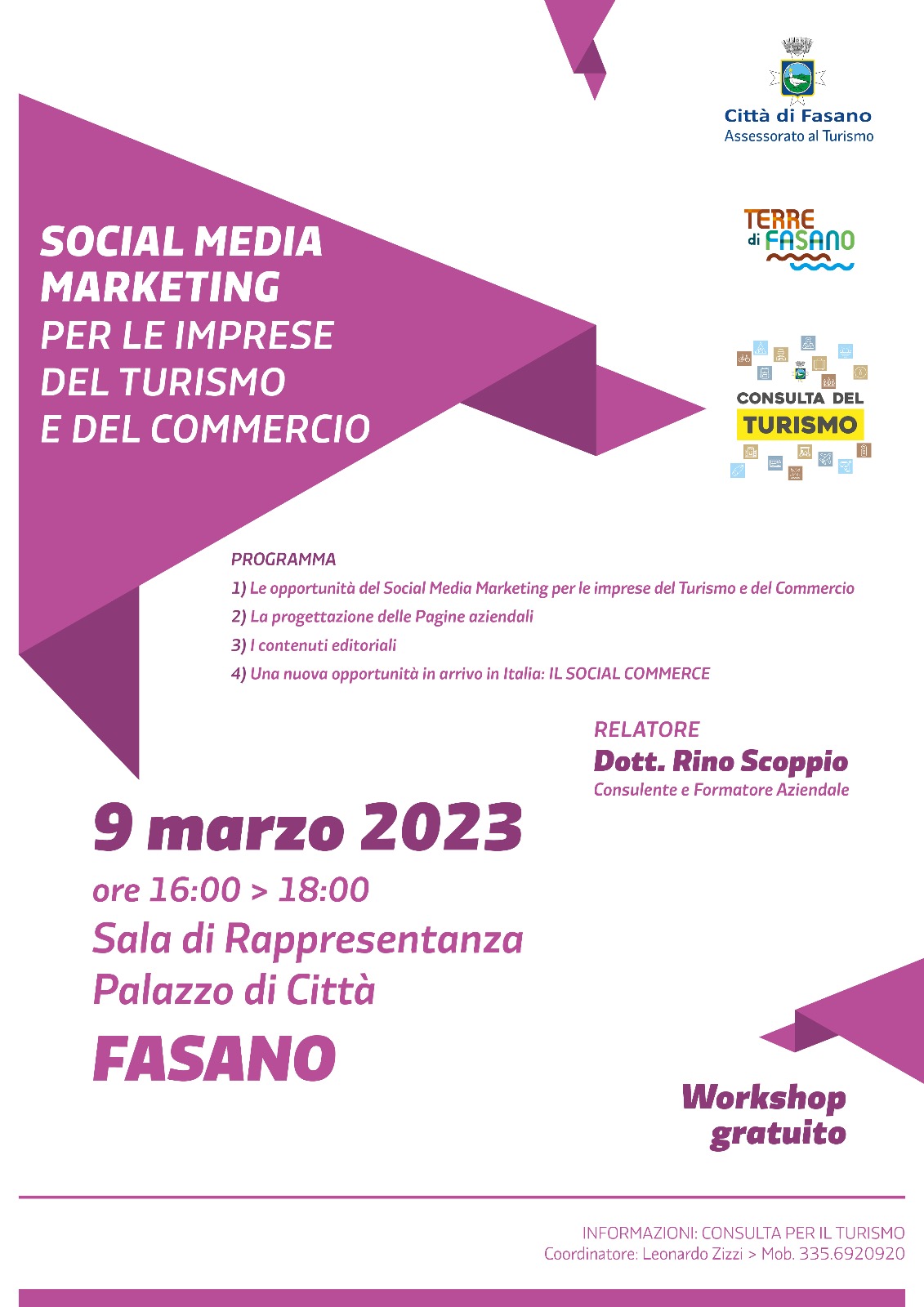 A Fasano un workshop gratuito su social media marketing per le imprese del turismo e del commercio