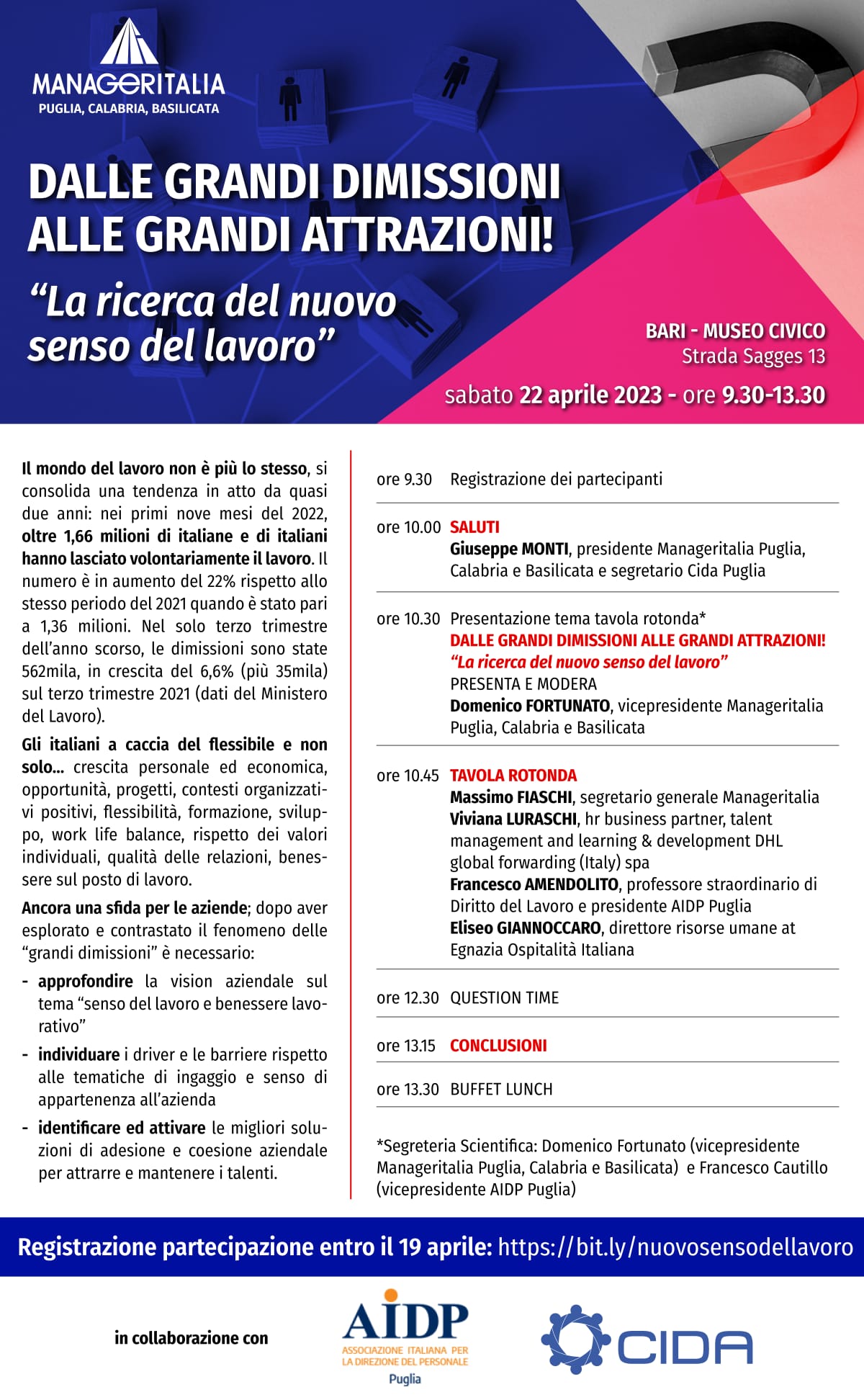 Sabato 22 aprile una tavola rotonda a Bari su Smart Working e Dimissioni di massa