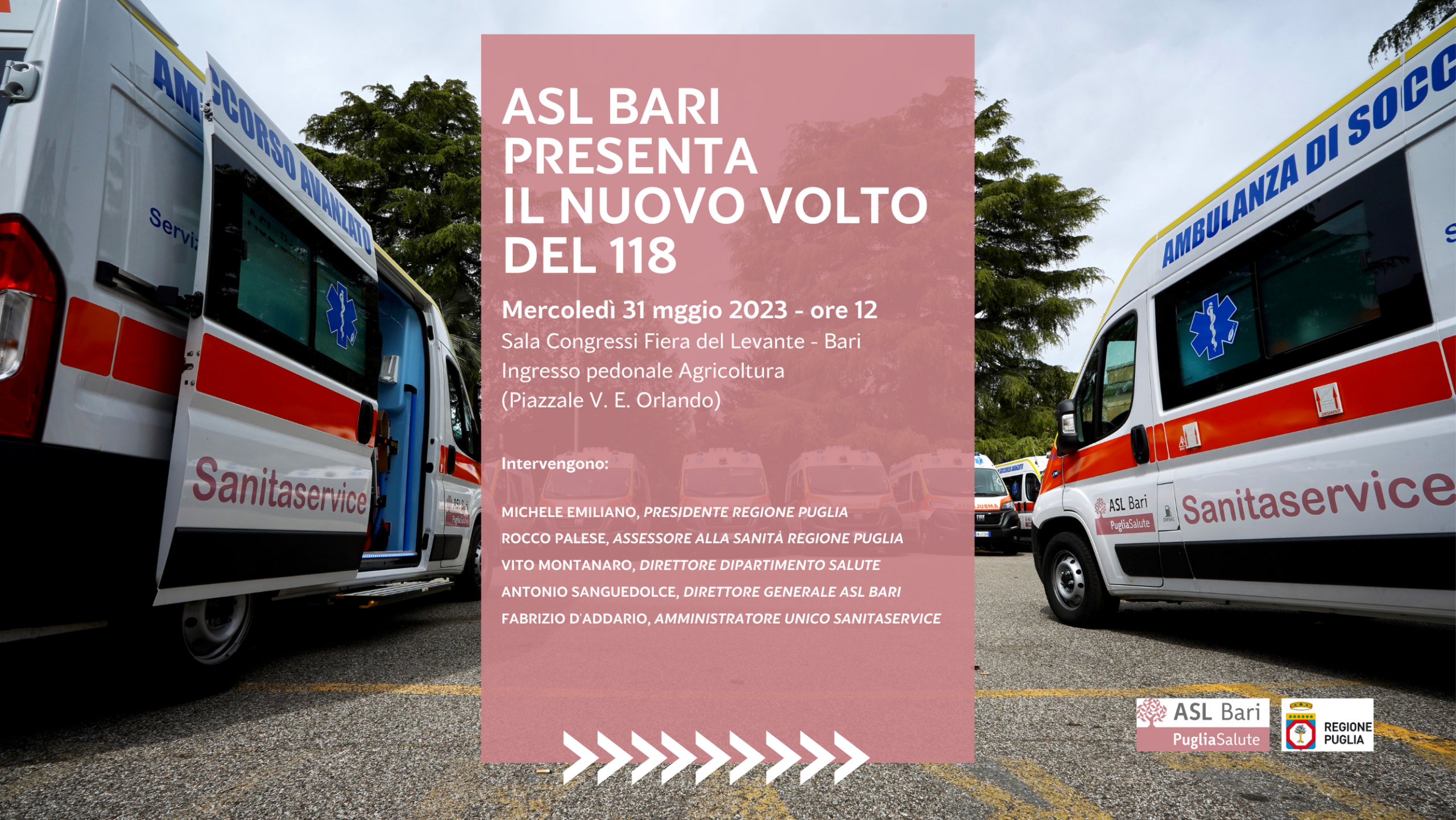 Un nuovo corso per il 118 ASL Bari: dal 1° giugno 55 nuove ambulanze e 462 operatori assunti a tempo indeterminato in Sanitaservice