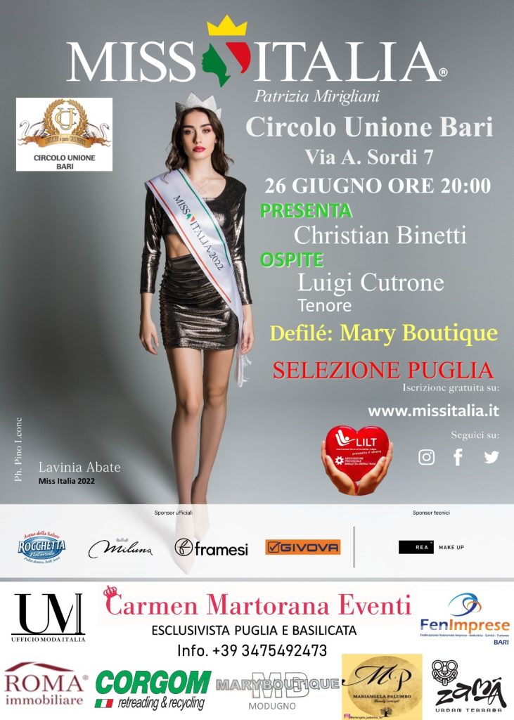 Locandina Miss Italia Circolo Unione Bari