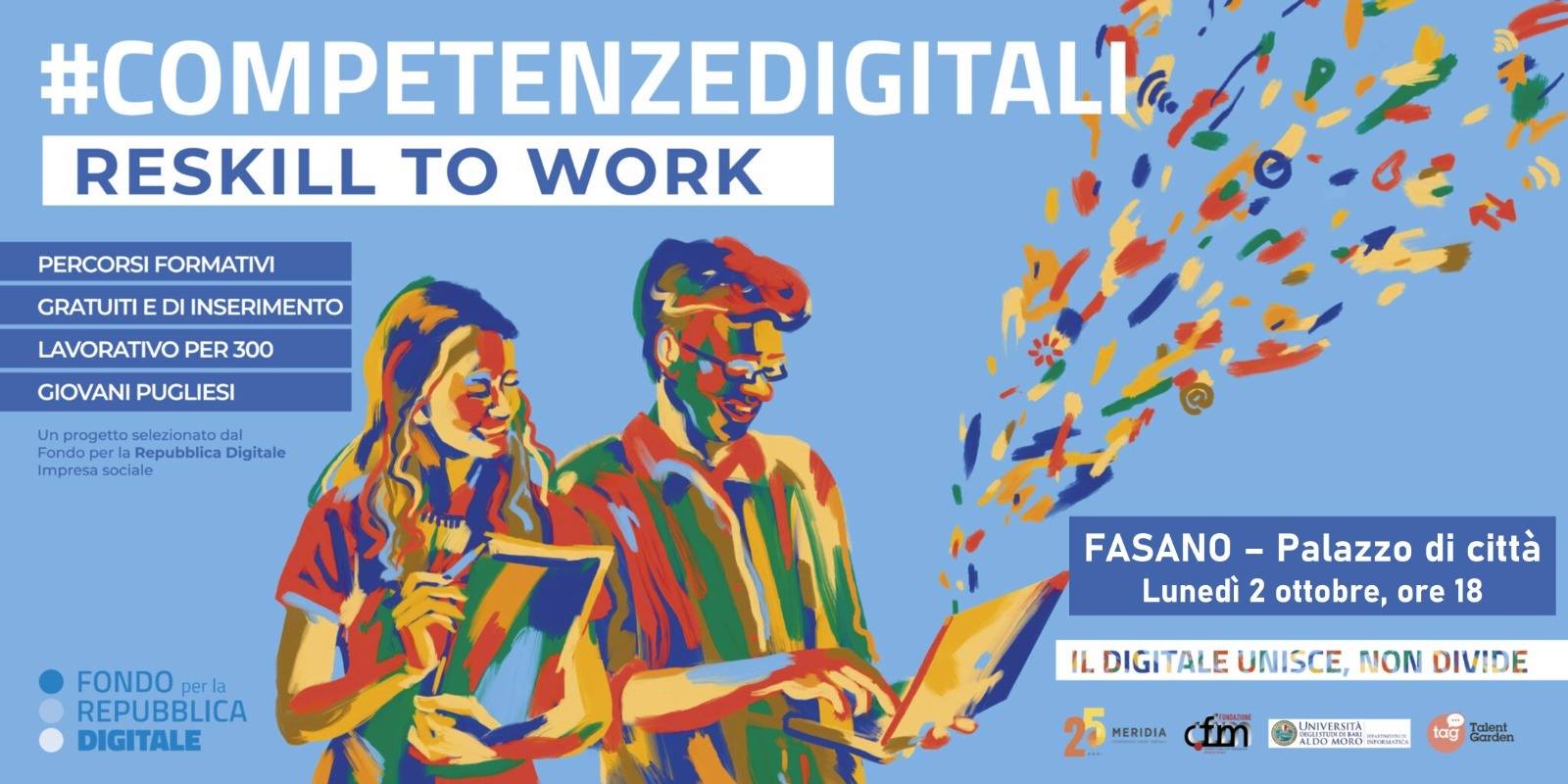 A Fasano «Reskill to work», corsi regionali gratuiti di formazione in ambito ICT