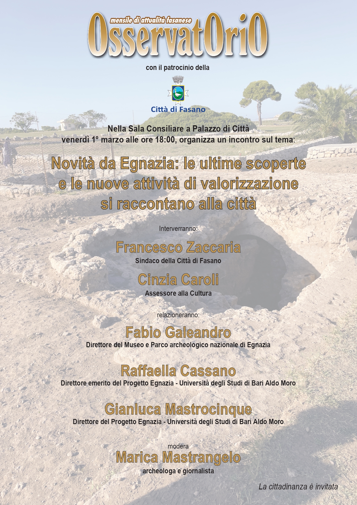 Fasano, Novità da Egnazia: le ultime scoperte e le nuove attività di valorizzazione si raccontano alla città