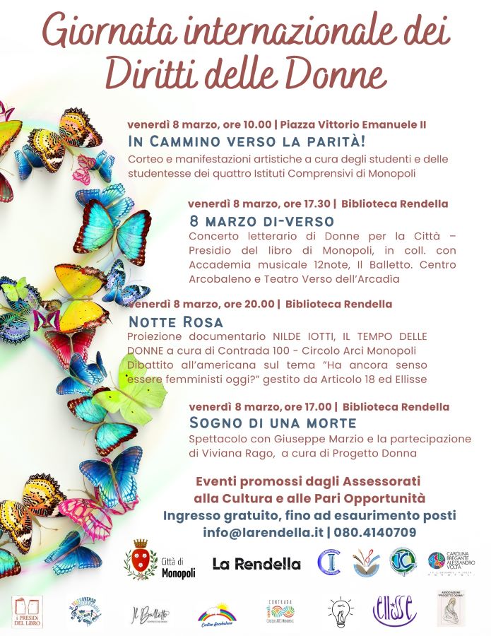 Monopoli, tutti gli appuntamenti per la “Giornata Internazionale dei diritti delle donne”