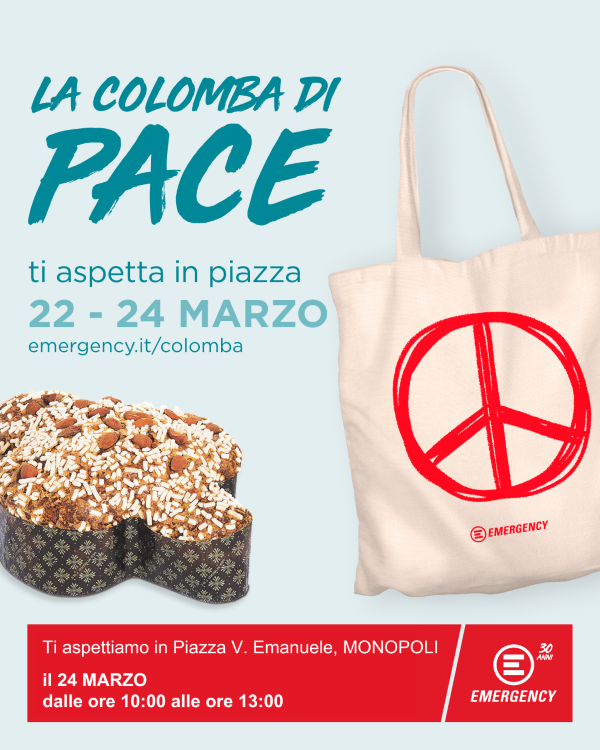 Monopoli, Emergency in piazza con la “Colomba di pace”