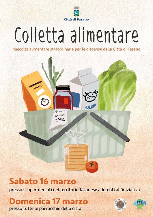 Fasano, il 16 ed il 17 marzo ci sarà la Colletta alimentare