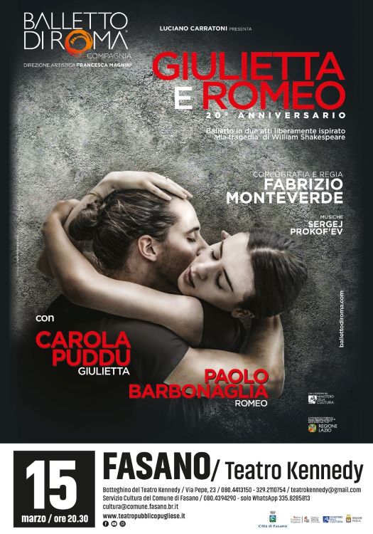 Fasano, Giulietta e Romeo della compagnia Balletto di Roma sul palco del Kennedy