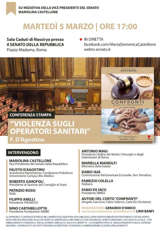 Il 5 marzo un importante convegno sul tema della violenza sugli operatori sanitari