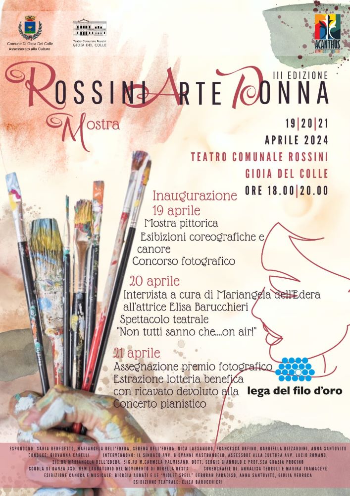 Gioia del Colle, tutto pronto per la terza edizione di ” Rossini Arte Donne”