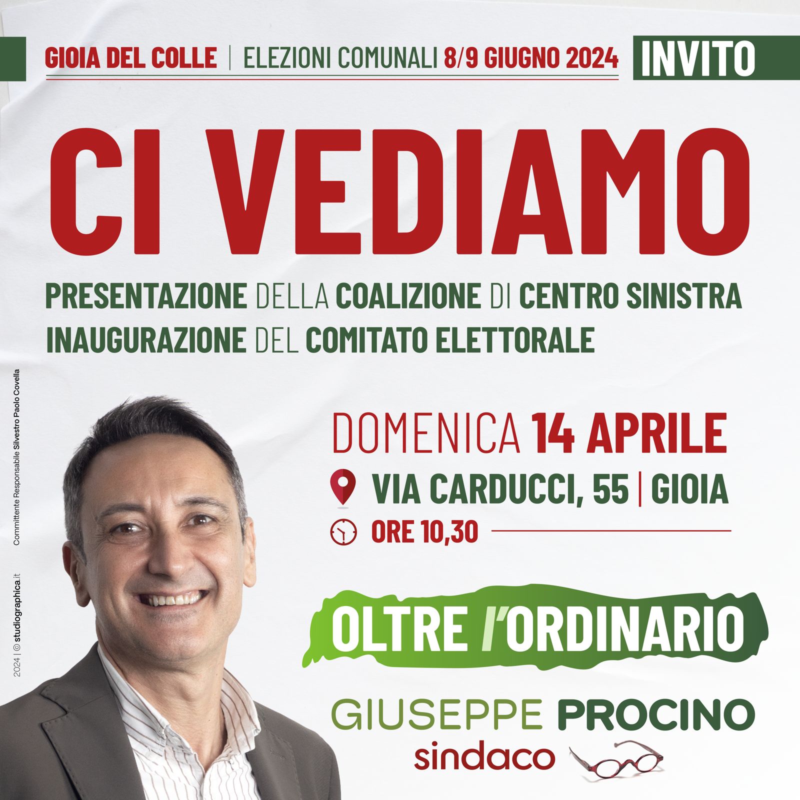 Gioia del Colle, Giuseppe Procino candidato sindaco del Centro Sinistra coinvolge la comunità gioiese