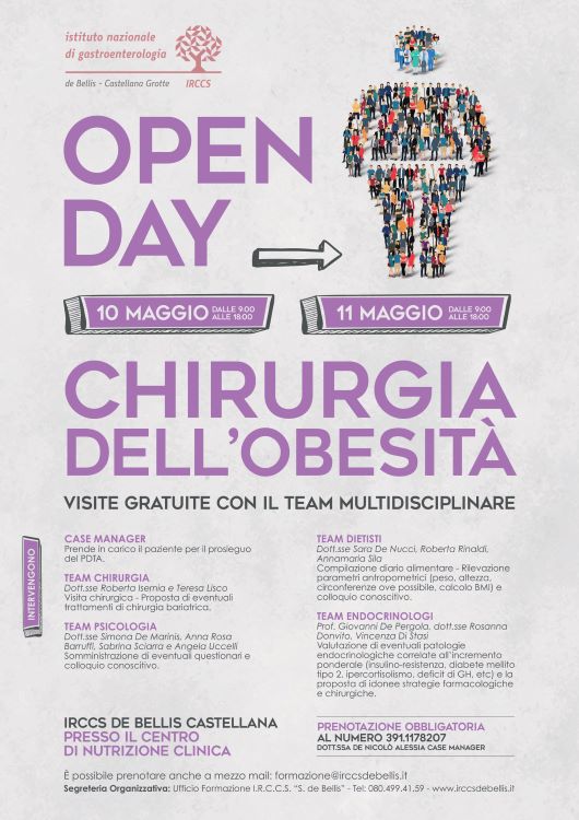 Castellana Grotte, all’Irccs “De Bellis” visite gratuite e consulti per obesità e chirurgia bariatrica