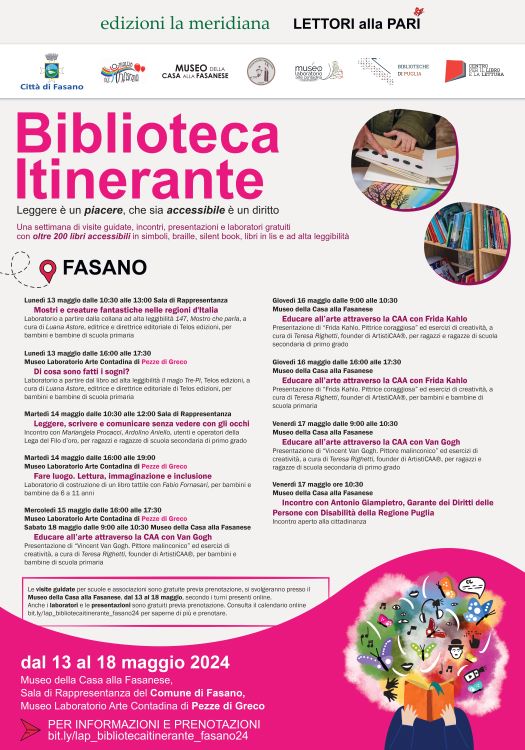 Fasano, Al via il progetto Lettori alla Pari – Leggere è un piacere, che sia accessibile è un diritto