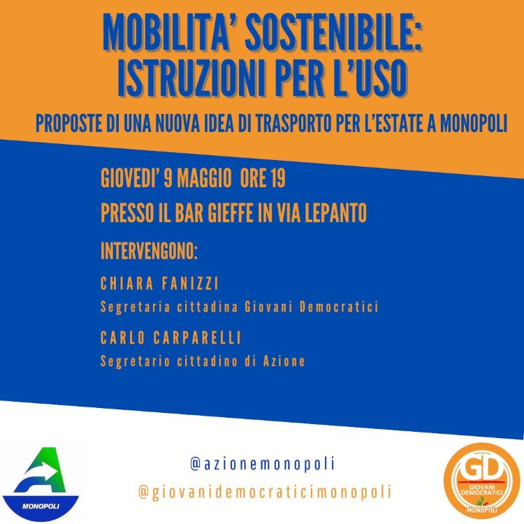 Monopoli, i Giovani Democratici insieme al gruppo Azione presentano le loro proposte per la mobilità sostenibile